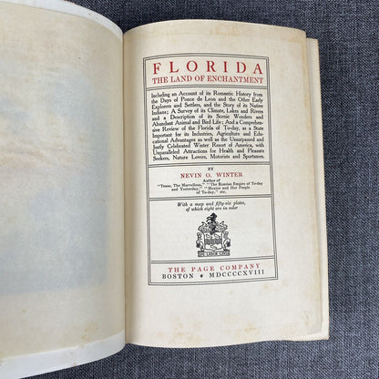 FLORIDA The Land of Enchantment by Nevin Winter, 1918 First Impression