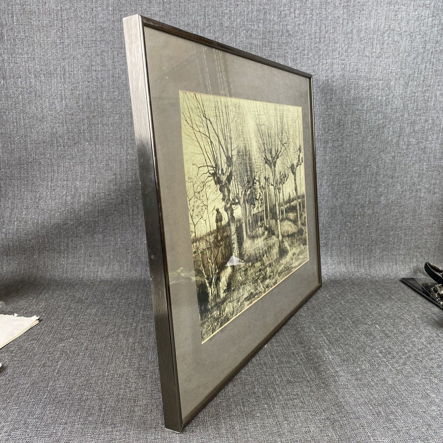 Vintage Framed Lithograph of Van Gogh Farmer And Wife, Pencil Studies 26"x21"