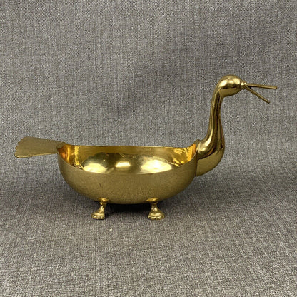 Vintage Brass Peacock Duck Footed Planter 14"