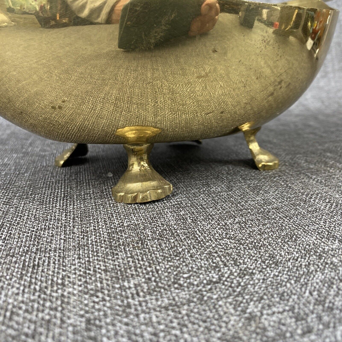 Vintage Brass Peacock Duck Footed Planter 14"