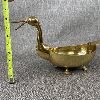 Vintage Brass Peacock Duck Footed Planter 14"