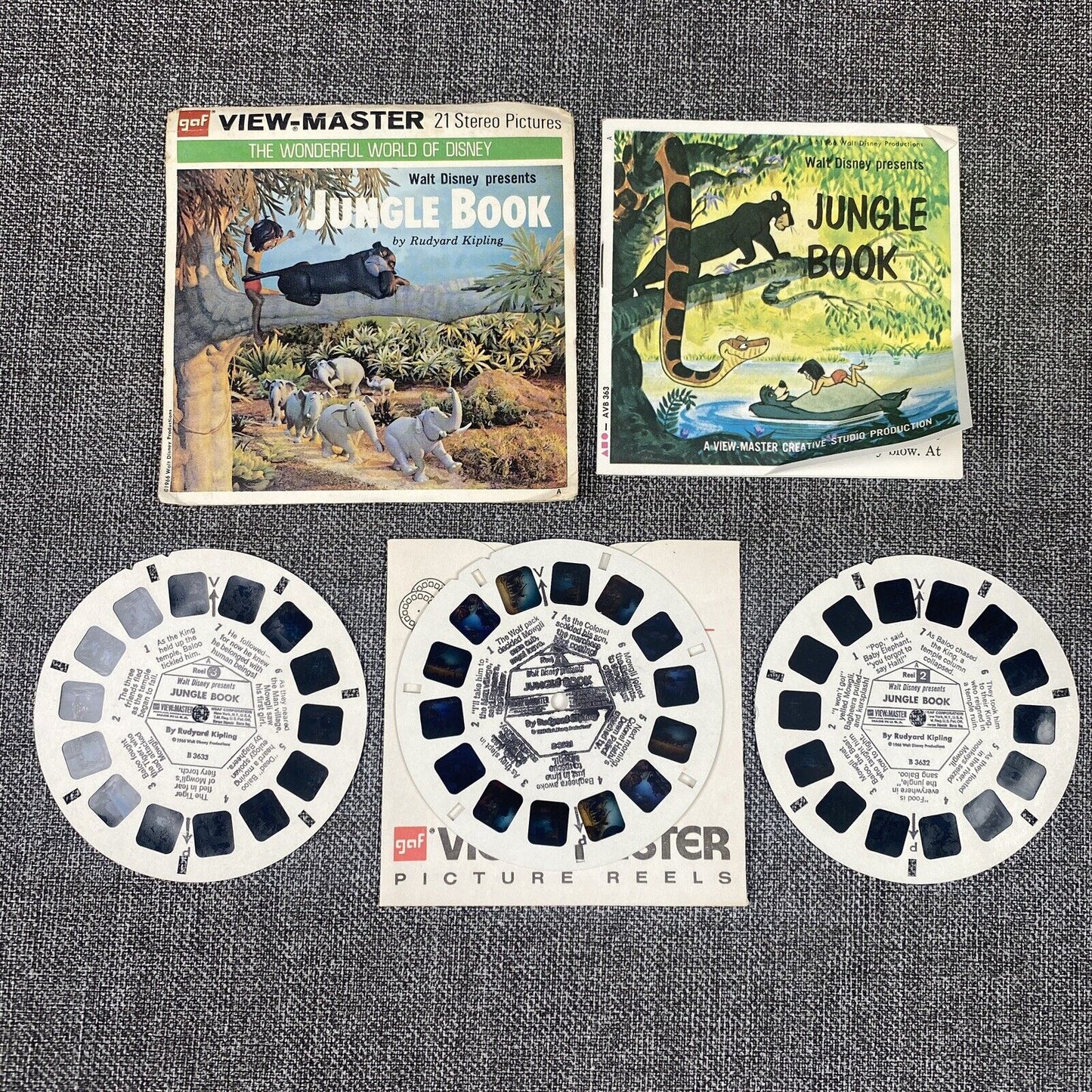 Disney's Disney The Jungle Book Kipling view-master 3 Reels Packet set