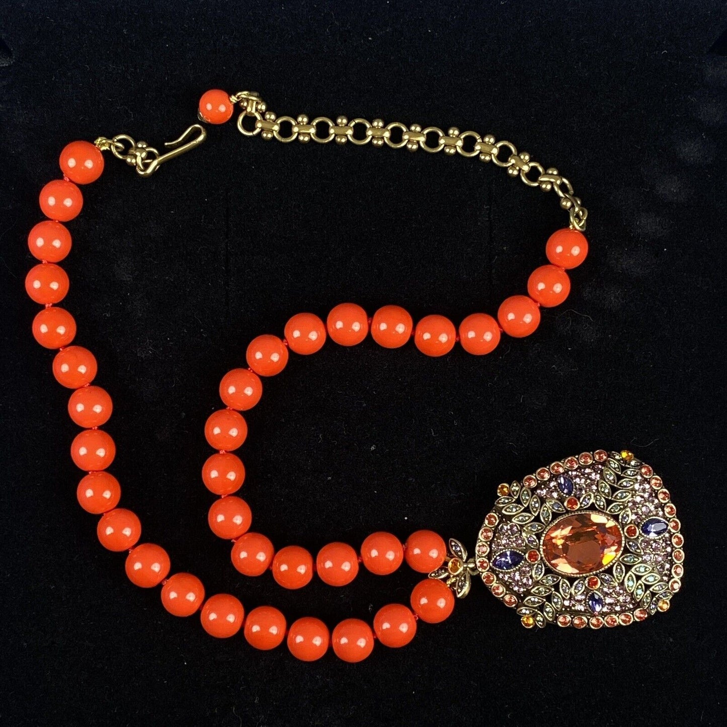 Heidi Daus Original Signature Necklace with Orange and Crystals