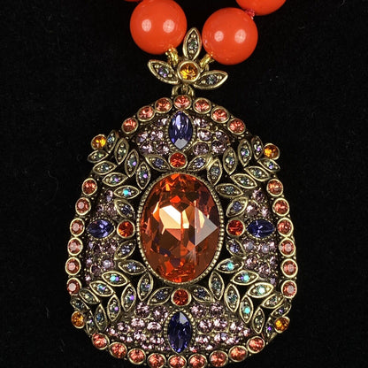 Heidi Daus Original Signature Necklace with Orange and Crystals