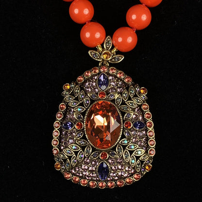 Heidi Daus Original Signature Necklace with Orange and Crystals