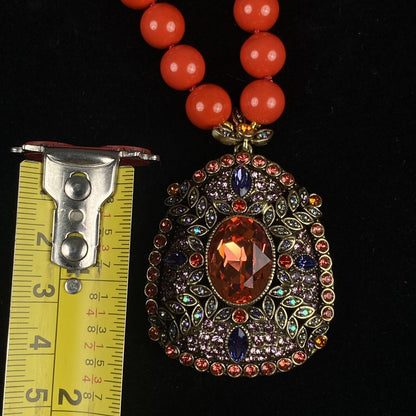 Heidi Daus Original Signature Necklace with Orange and Crystals