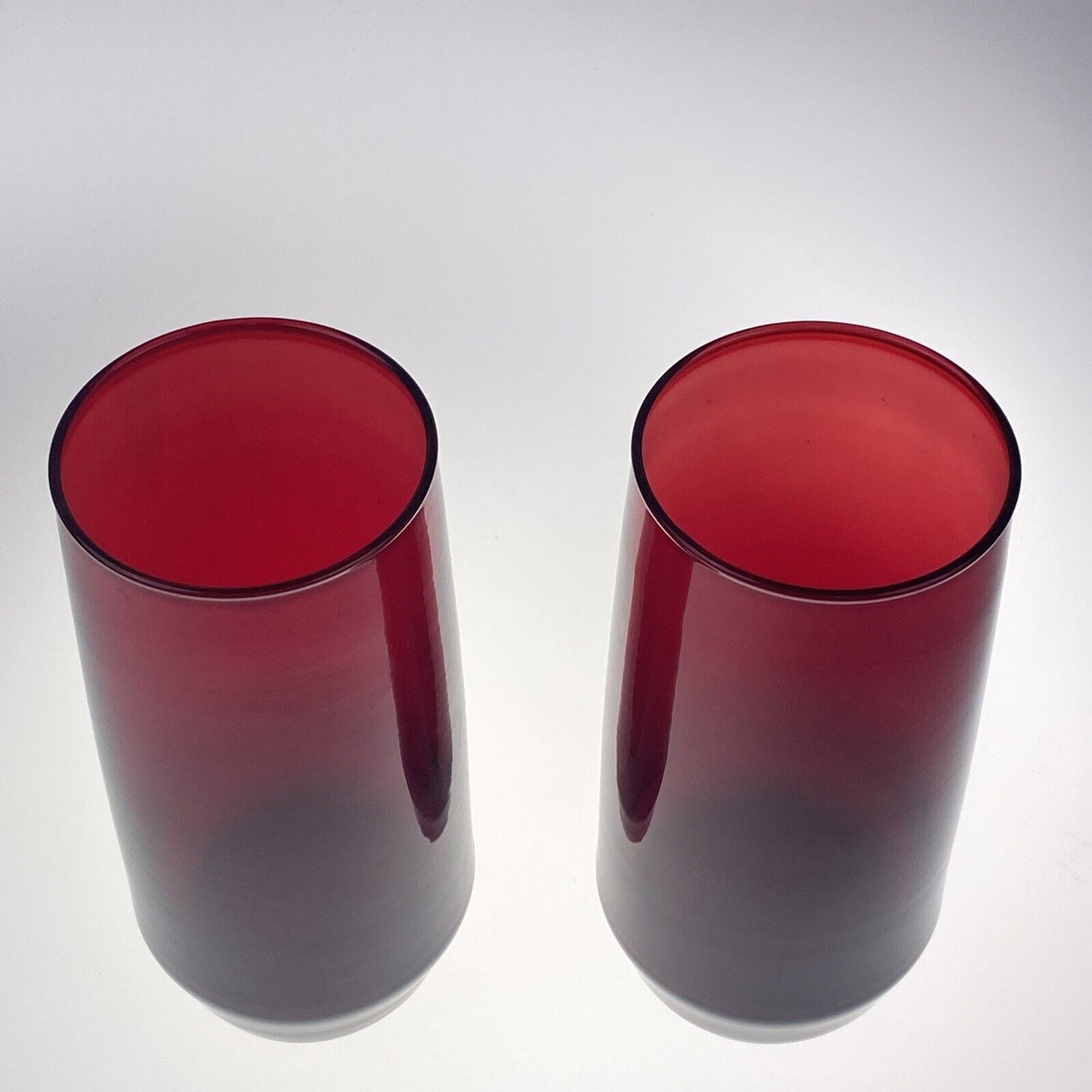 2 Vintage Anchor Hocking Roly Poly Ruby Red Glasses 10 oz Tumblers