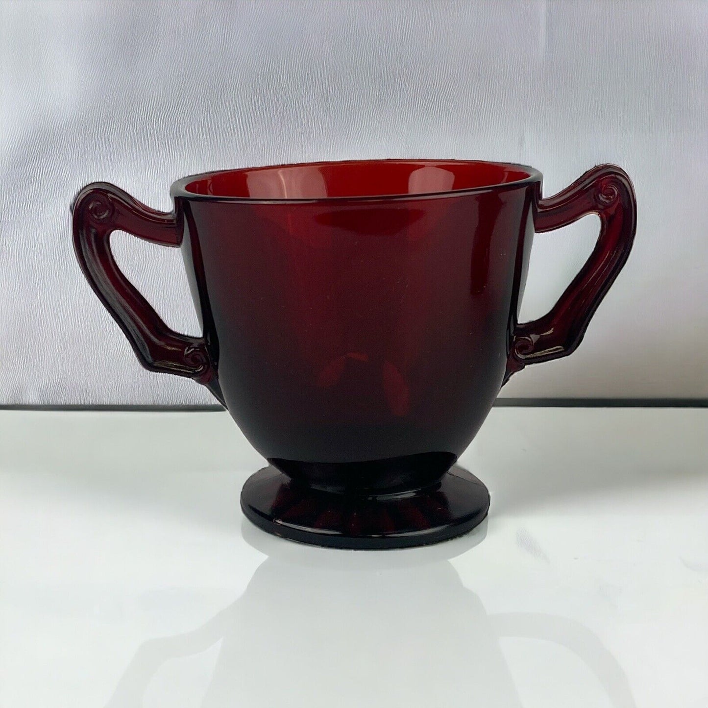 Vintage Anchor Hocking Royal Ruby Red Glass Footed Creamer and Open Sugar Bowl