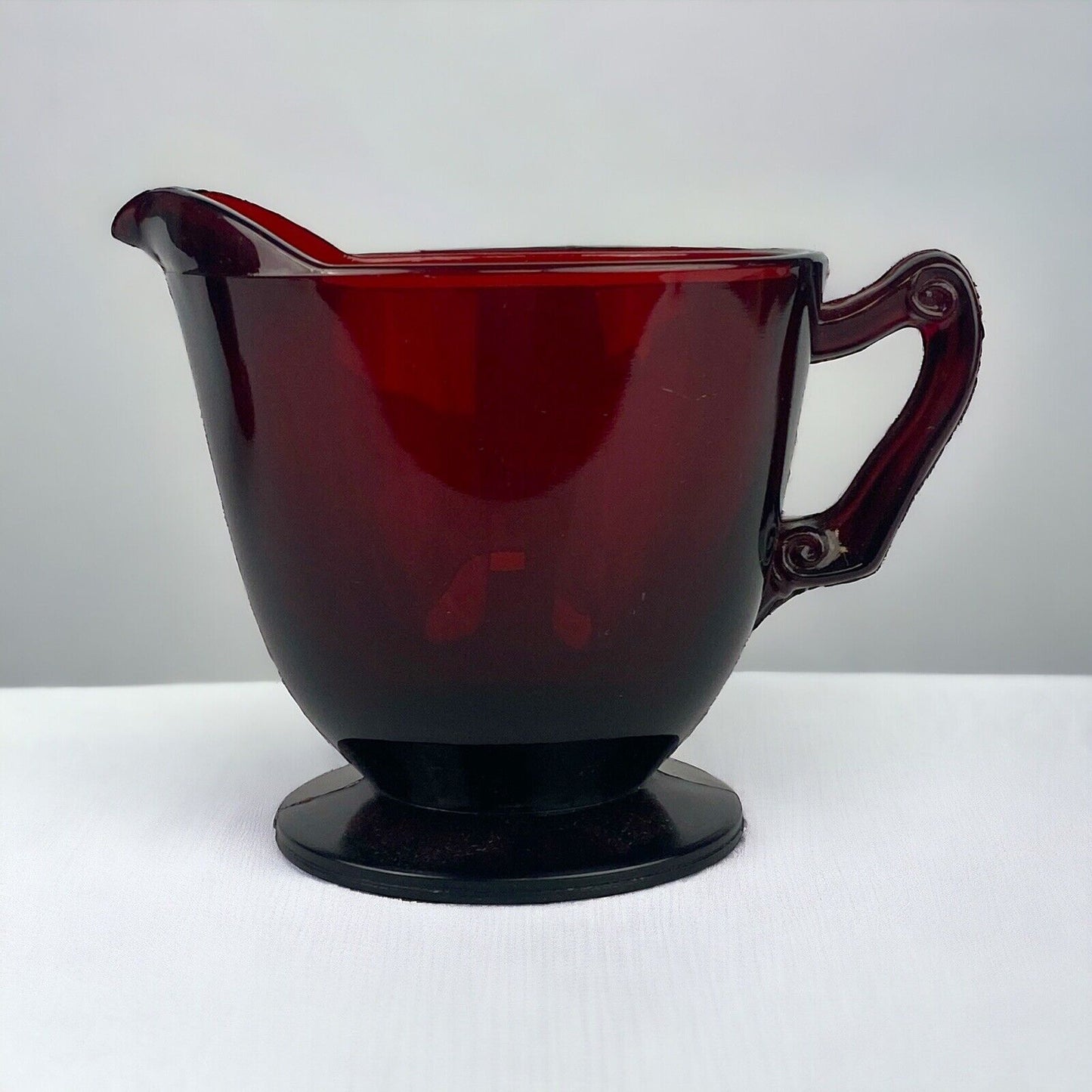 Vintage Anchor Hocking Royal Ruby Red Glass Footed Creamer and Open Sugar Bowl