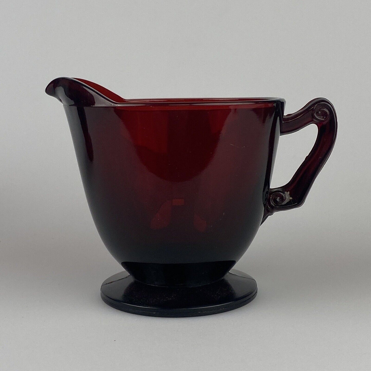 Vintage Anchor Hocking Royal Ruby Red Glass Footed Creamer and Open Sugar Bowl