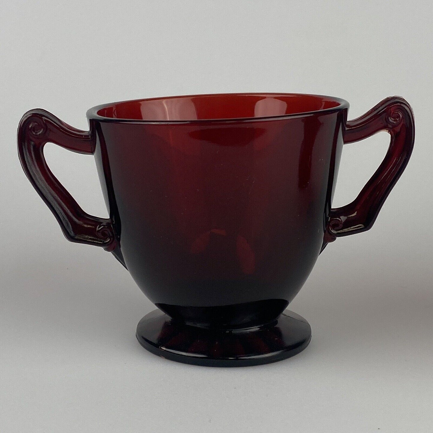 Vintage Anchor Hocking Royal Ruby Red Glass Footed Creamer and Open Sugar Bowl