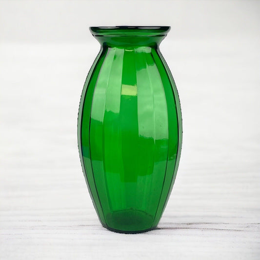 Vintage Glass Vase Emerald Green 12"