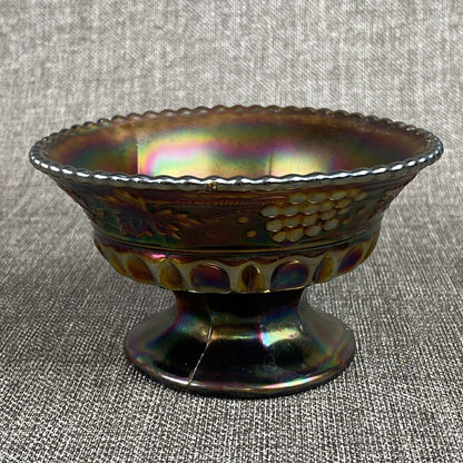 NORTHWOOD Carnival Glass Grape and Cable Amethyst Purple Small Footed Bowl