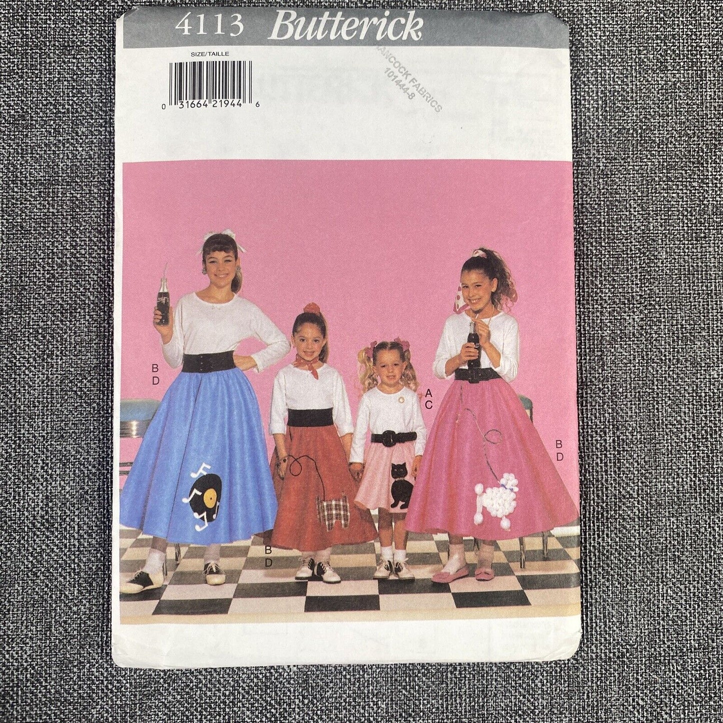 Butterick Pattern 4113 Uncut Childs Retro Poodle Skirt