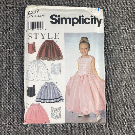 Simplicity 9457 Childs Dress Size A 3,4,5,6,7,8 Uncut Party, Flower Girl