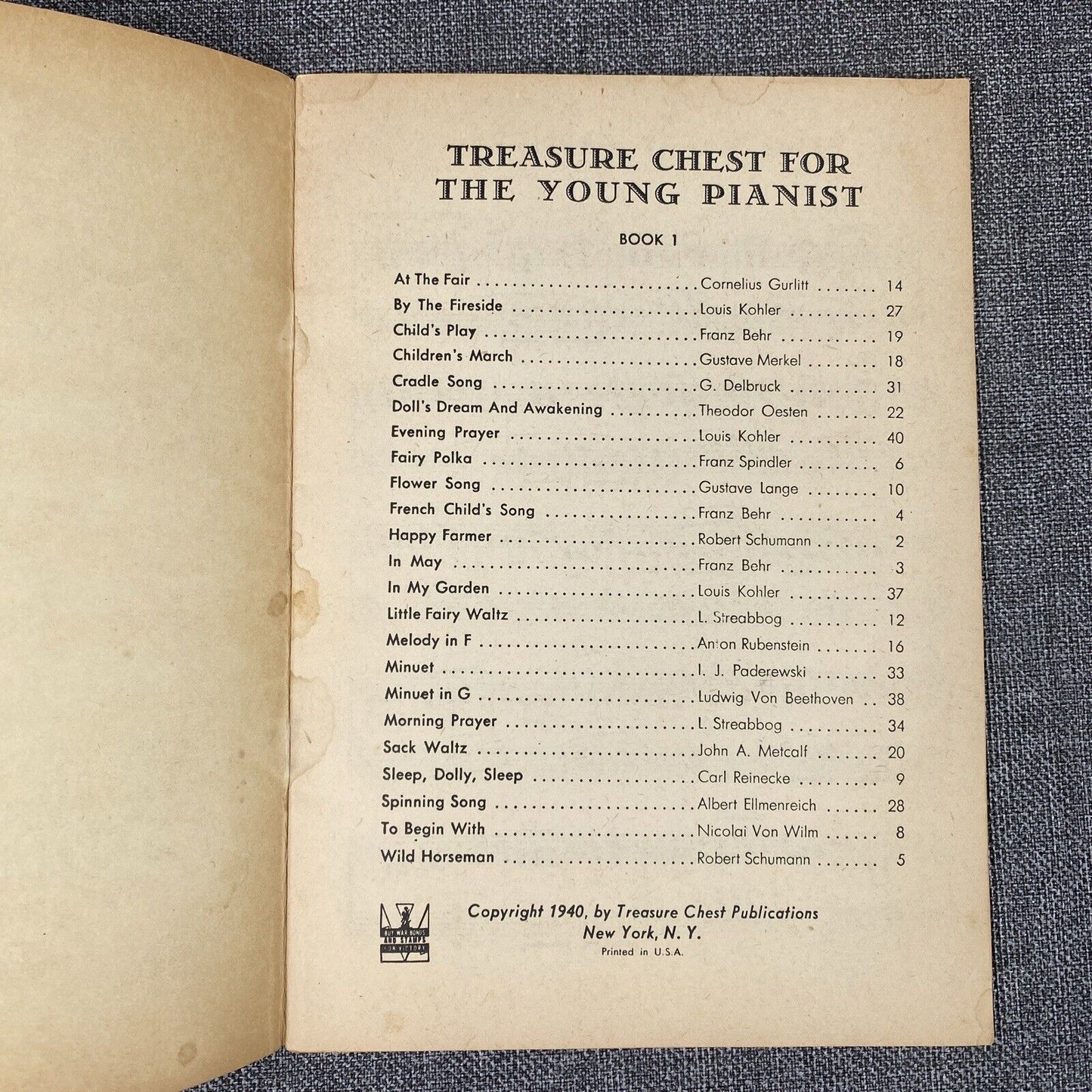 Treasure Chest The Young  Pianist Book 1 , published in 1940