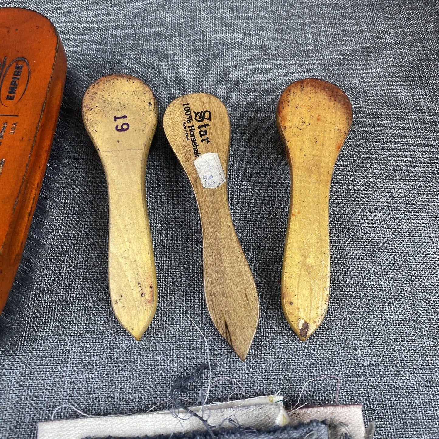 Vintage Lot Kiwi & Empire Hardwood Handle Black Horsehair Shoe Brush