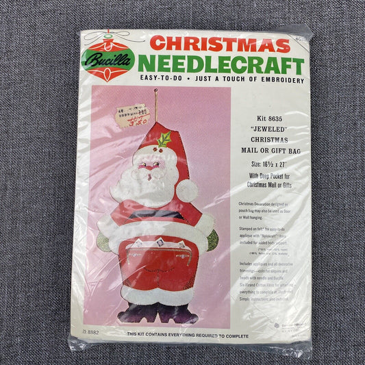 NIP Bucilla Christmas NEEDLECRAFT KIT SANTA Card HOLDER Wall Hanging