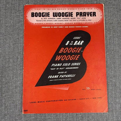 Frank Paparelli BOOGIE WOOGIE Prayer Piano SOLO Sheet Music 1943