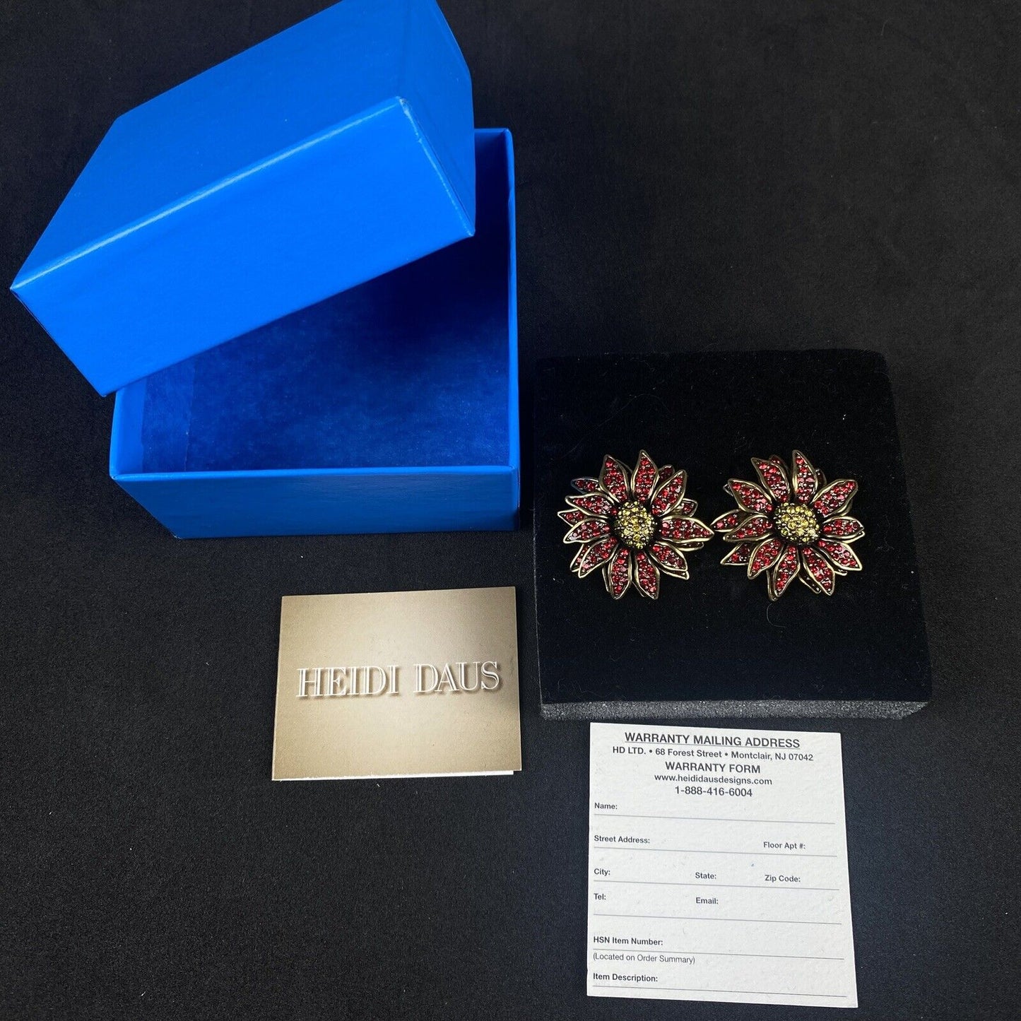 Heidi Daus Swarovski Crystal Floral Statement Clip on Earrings