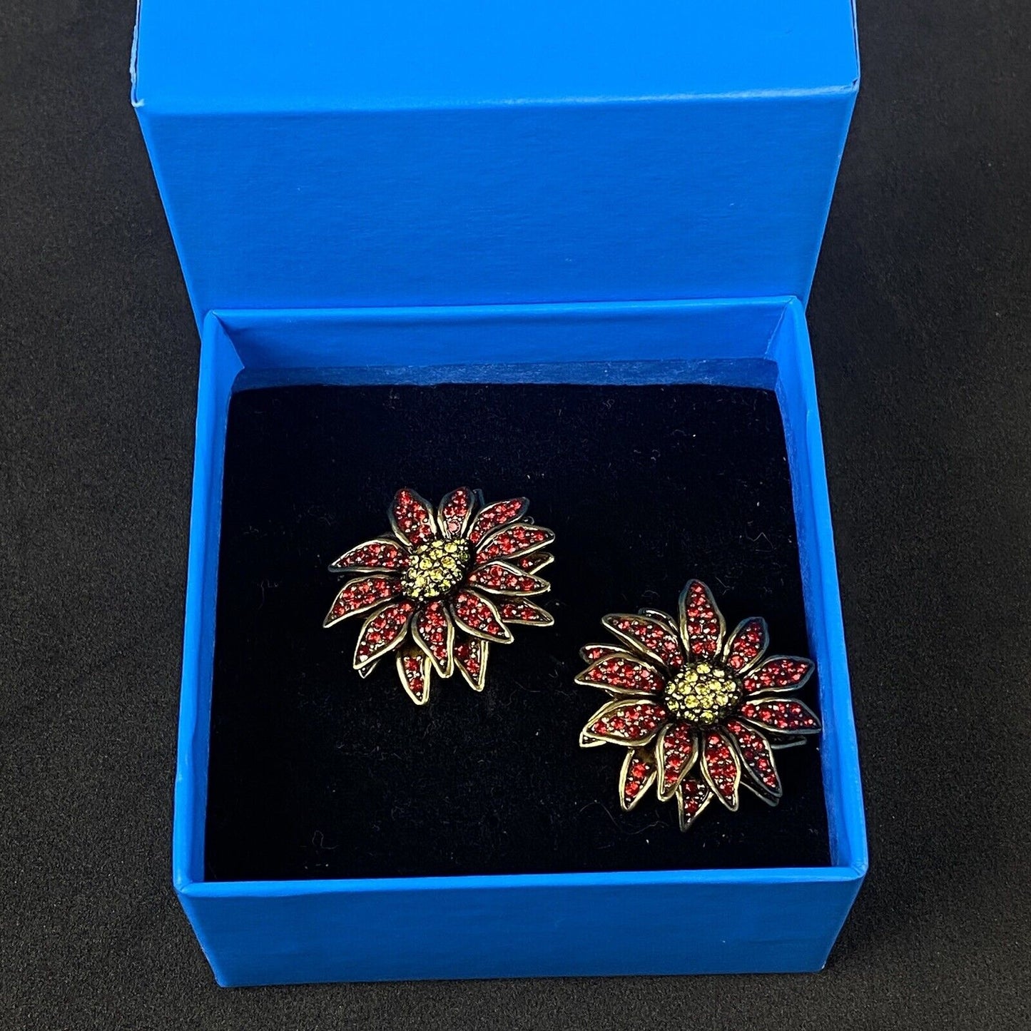 Heidi Daus Swarovski Crystal Floral Statement Clip on Earrings