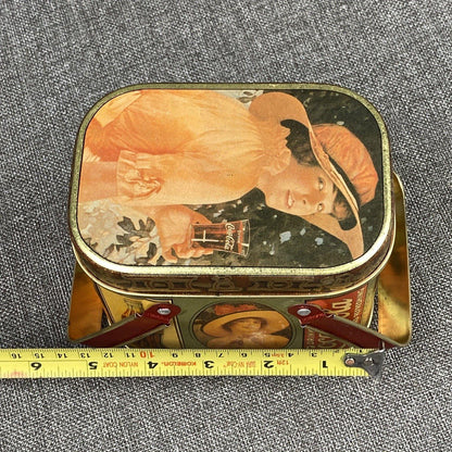 Vintage 1980's Drink Coca-Cola Metal Tin with Pictures of Ladies 2 Handles & Lid