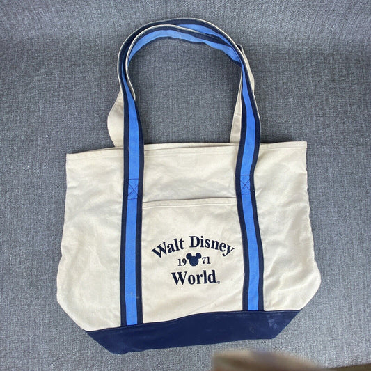 Walt Disney World 1971 Vintage Style Collectible Canvas Tote Bag Blue Handles