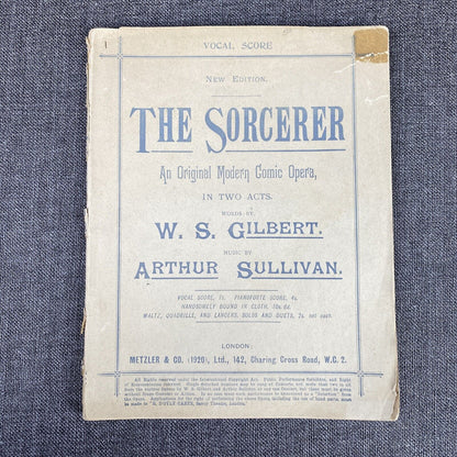 The Sorcerer Comic Opera in Two Acts Music Vocal Score 1920