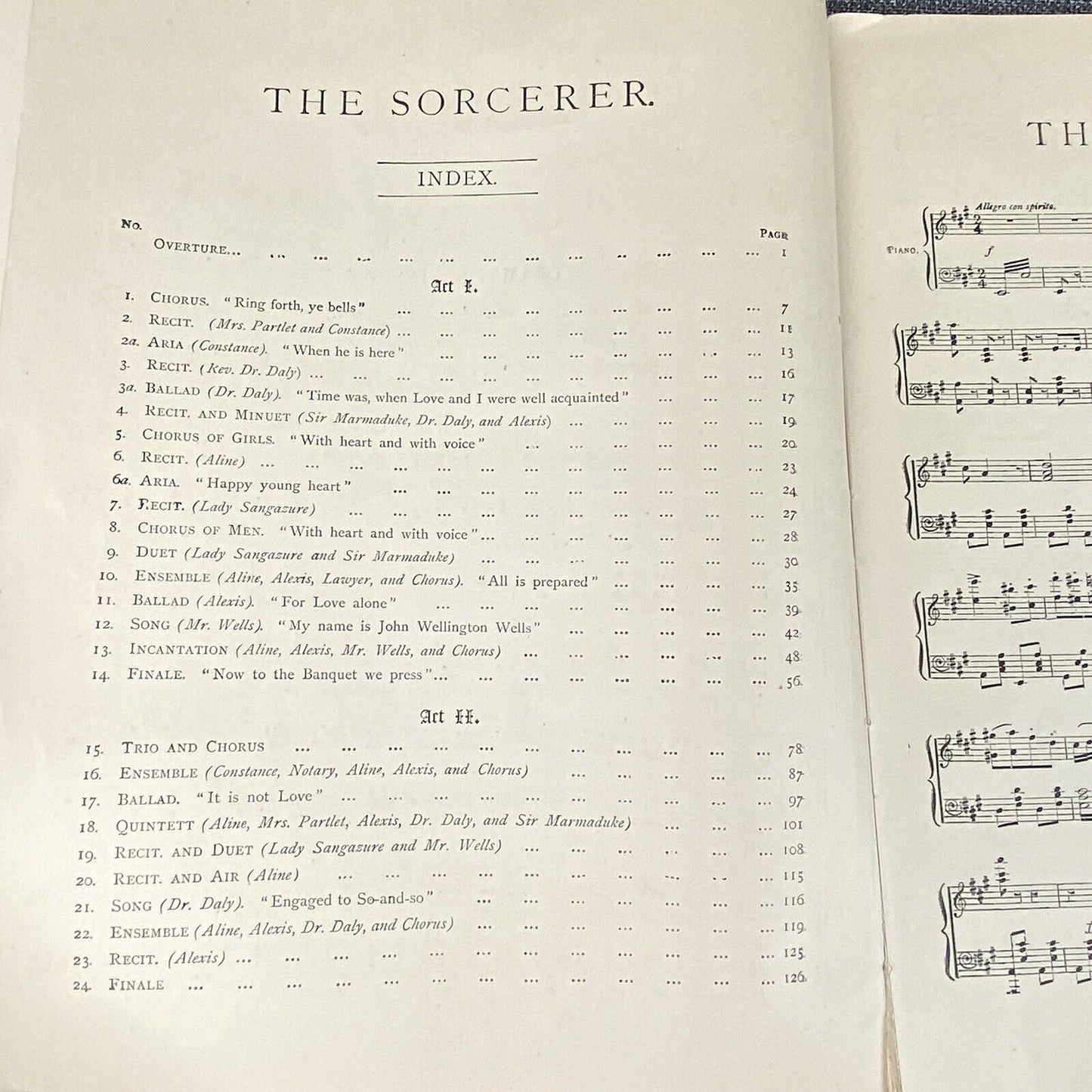 The Sorcerer Comic Opera in Two Acts Music Vocal Score 1920