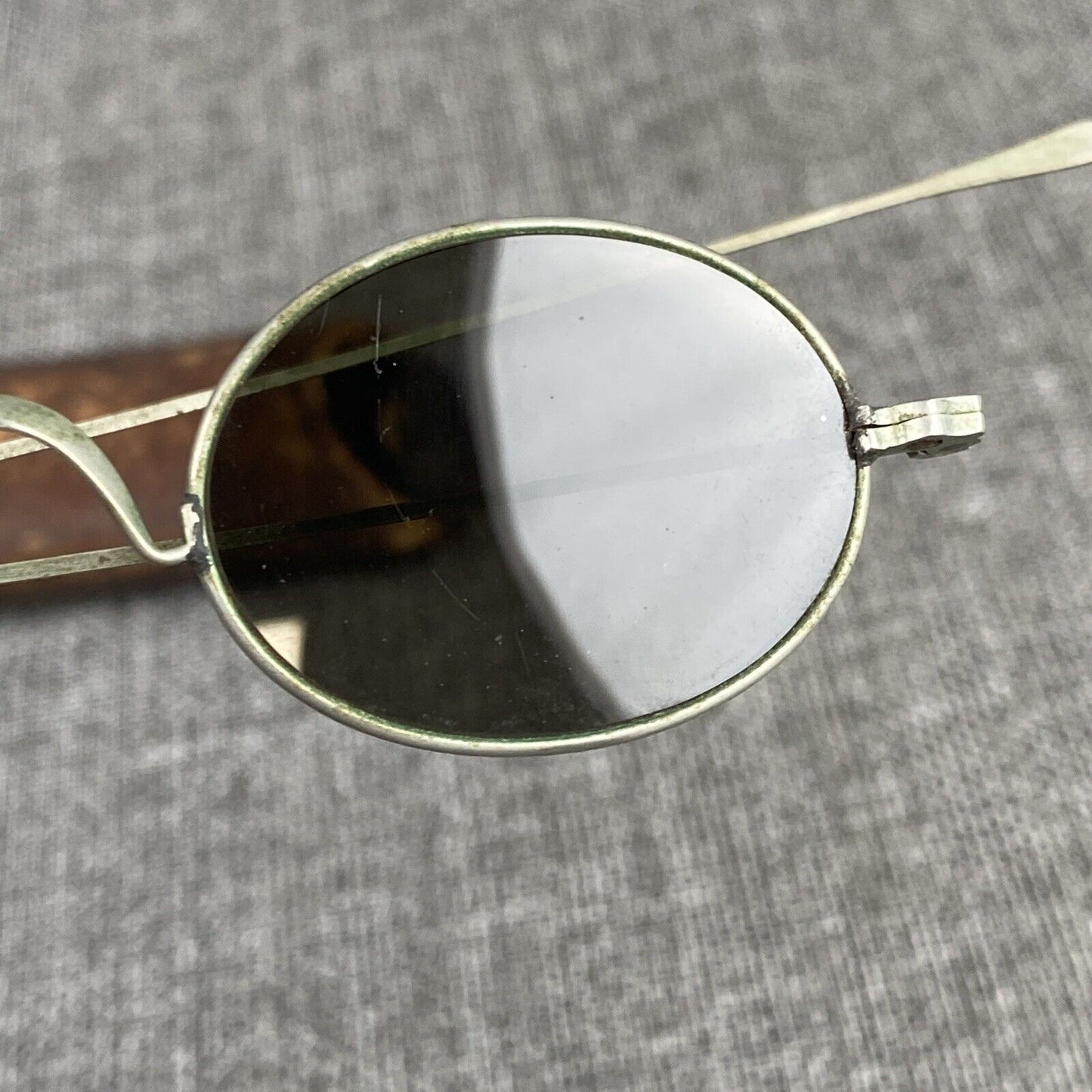 Antique OVAL WIRE RIMMED Medium TINTED Sun GLASSES Civil War Era W/ Case