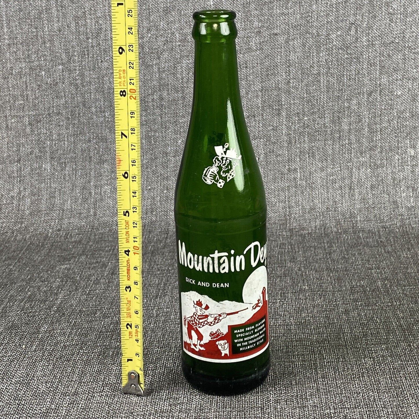 Vintage Mountain Dew 10 oz. Bottle Dick and Dean Bottle