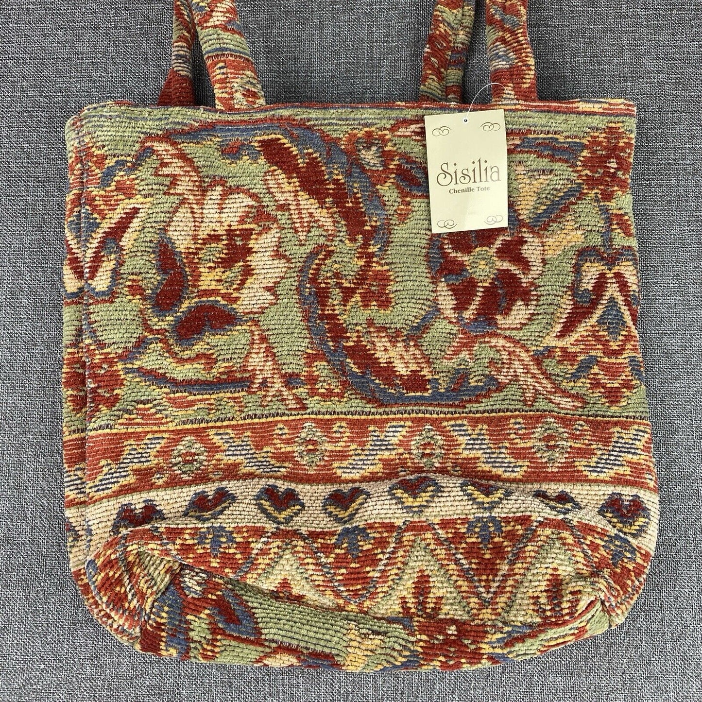 SISILIA Chenille Tote Bag Purse Pocket NEW with Tags Made in India