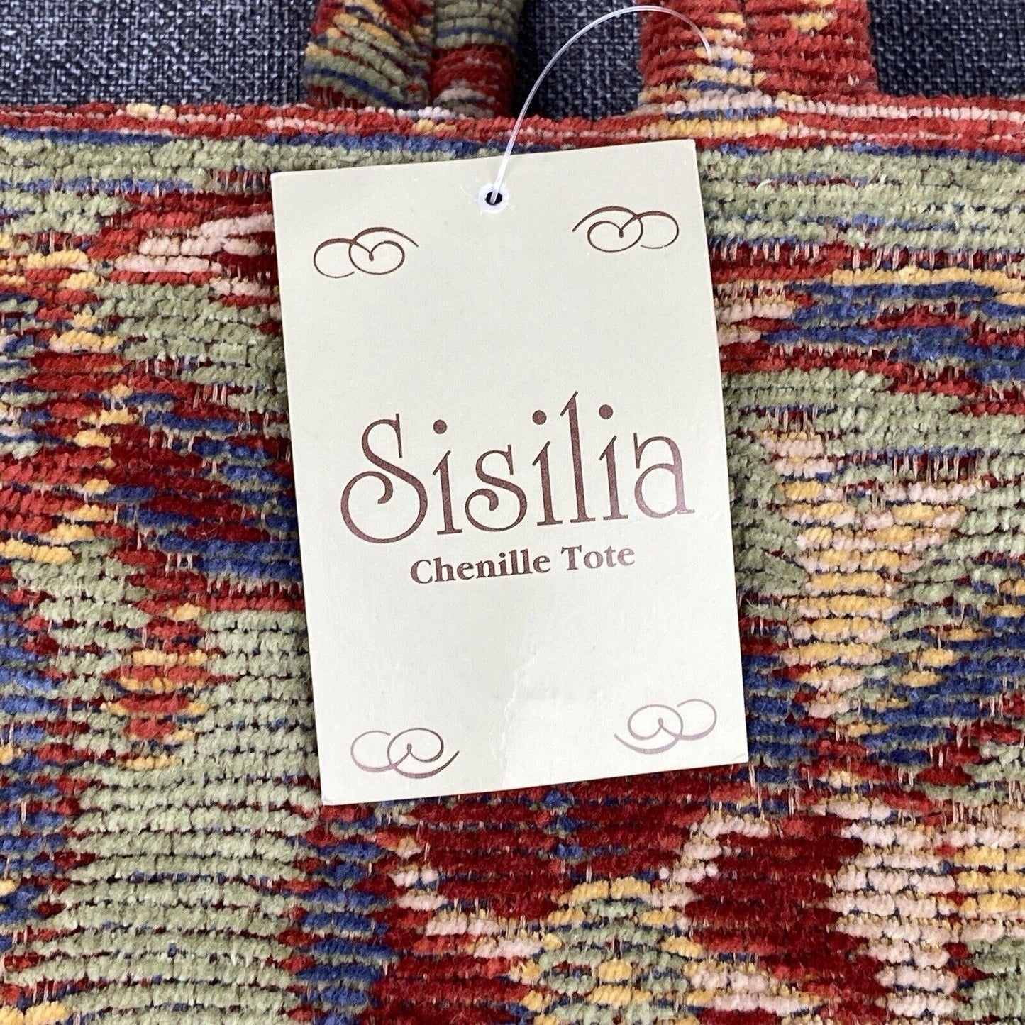 SISILIA Chenille Tote Bag Purse Pocket NEW with Tags Made in India