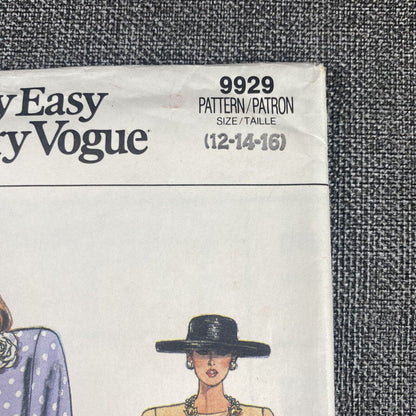 Easy Vogue Sewing Pattern 9929 Hidden Placket Shirt Dress 12-14-16