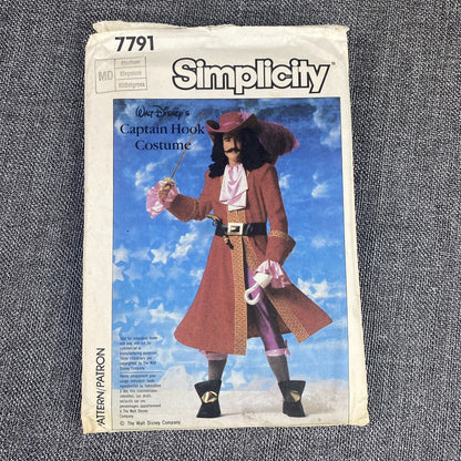 Simplicity 7791 Sewing Pattern Disney Captain Hook Costume Medium Uncut