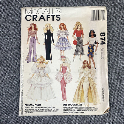 Vintage1960's McCall's Patterns Barbies 874 Little Sister Skipper Clothes Uncut