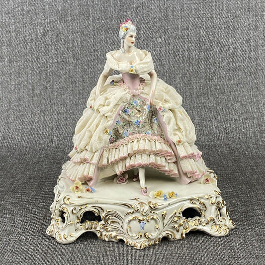 Capodimonte Dresden Porcelain Figurine Woman in Ballroom Dress (READ)