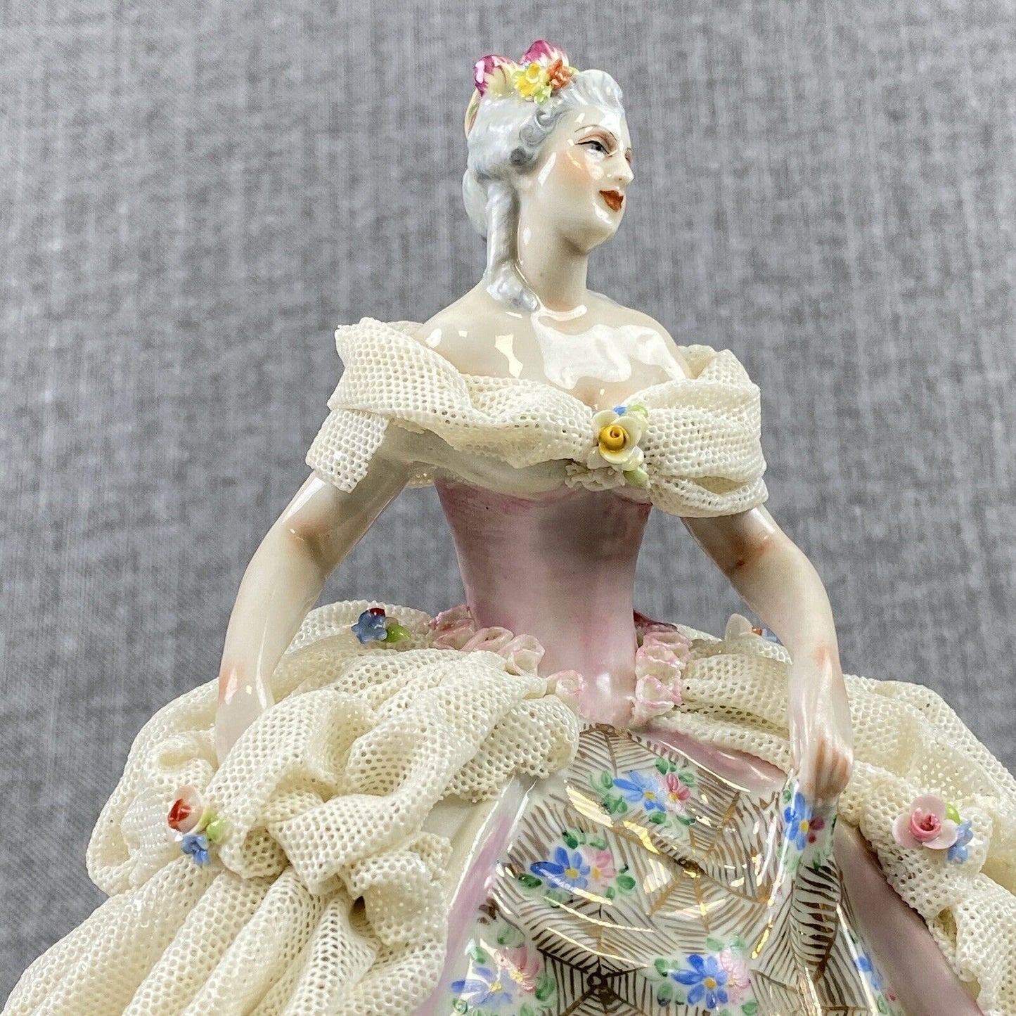 Capodimonte Dresden Porcelain Figurine Woman in Ballroom Dress (READ)