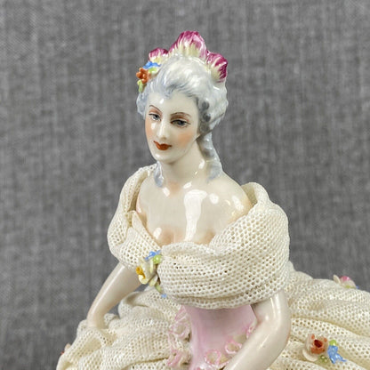 Capodimonte Dresden Porcelain Figurine Woman in Ballroom Dress (READ)