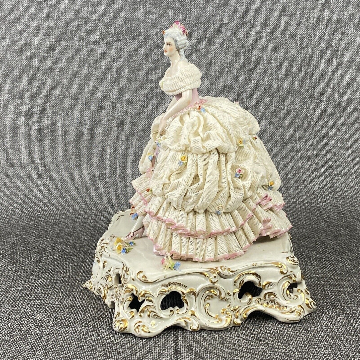 Capodimonte Dresden Porcelain Figurine Woman in Ballroom Dress (READ)