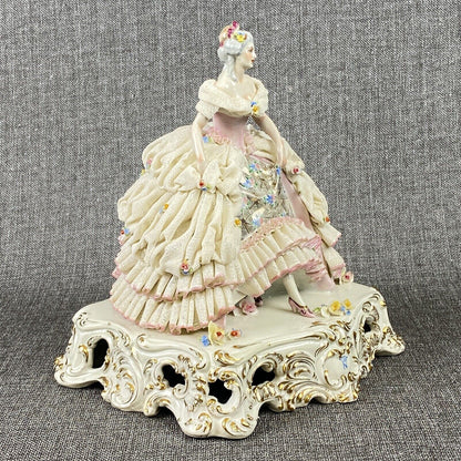 Capodimonte Dresden Porcelain Figurine Woman in Ballroom Dress (READ)