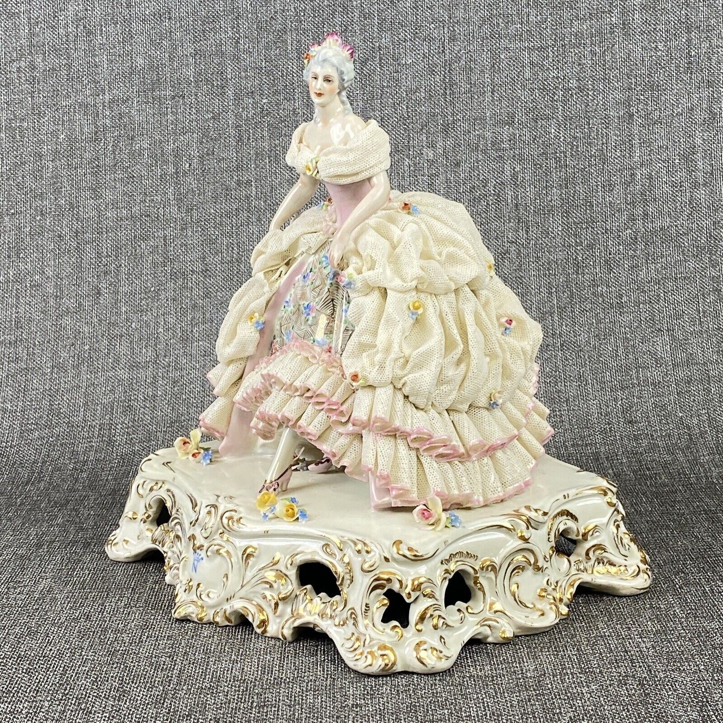 Capodimonte Dresden Porcelain Figurine Woman in Ballroom Dress (READ)