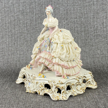 Capodimonte Dresden Porcelain Figurine Woman in Ballroom Dress (READ)