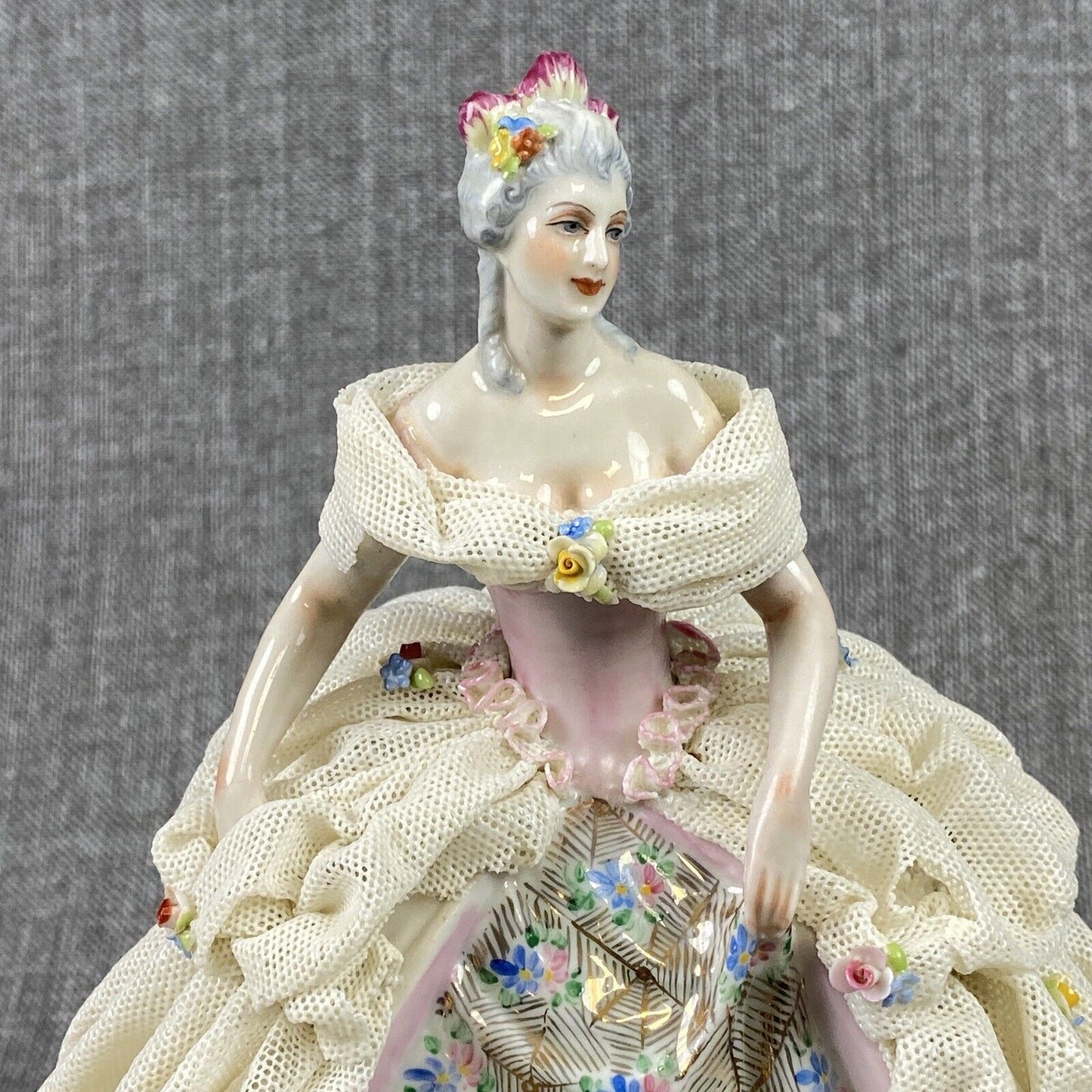 Capodimonte Dresden Porcelain Figurine Woman in Ballroom Dress (READ)