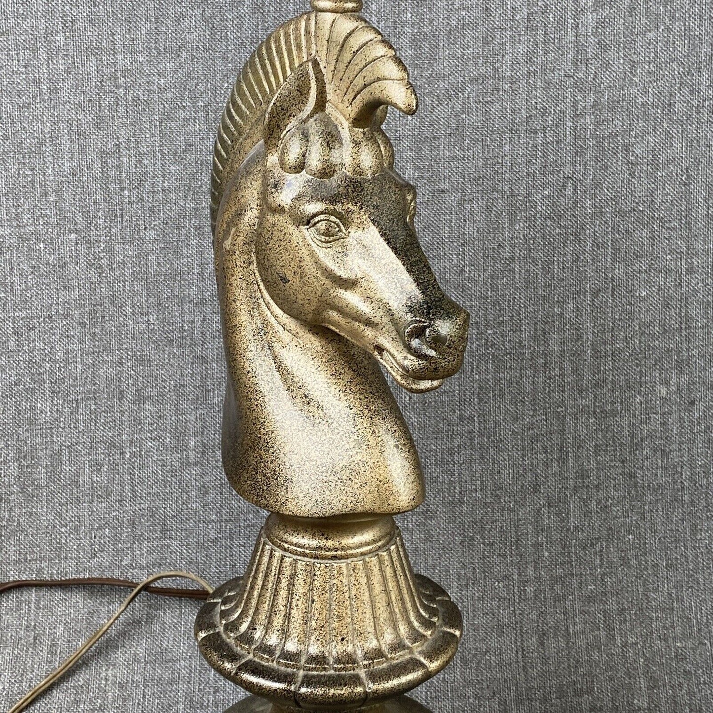 MCM Metal HORSE Head Lamps Chess Roman Trojan Heavy Base