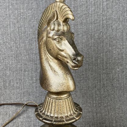 MCM Metal HORSE Head Lamps Chess Roman Trojan Heavy Base