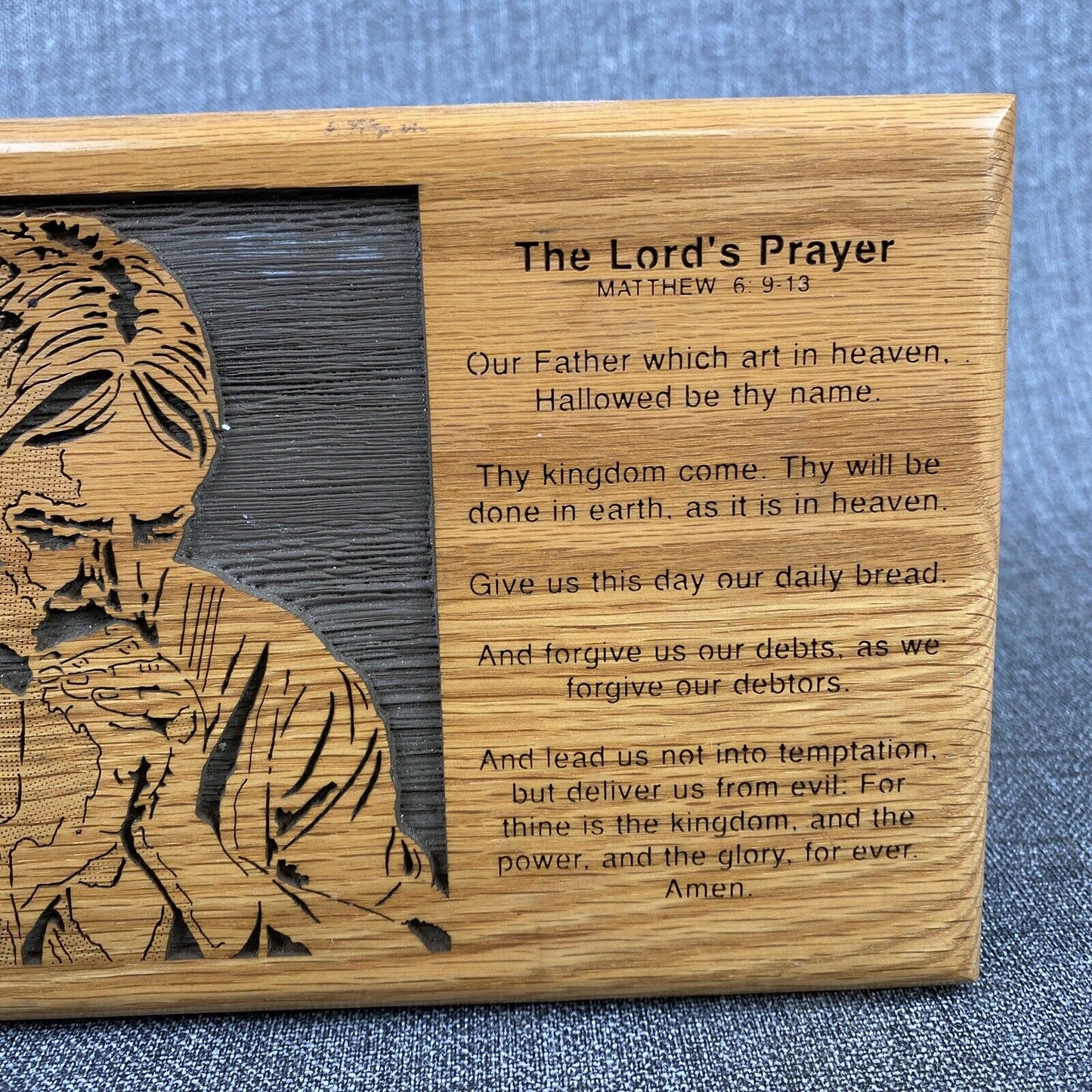 Wooden The Lords Prayer Wall Art Wood 9"x 6" Wall Hanging or Desk/Table Decor