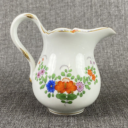 Vintage Meissen Porcelain Creamer Bowl  Hand painted Flower design 5" tall