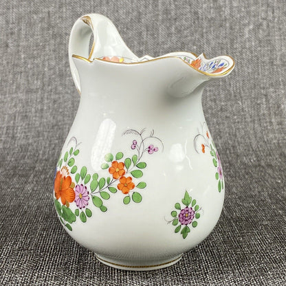 Vintage Meissen Porcelain Creamer Bowl  Hand painted Flower design 5" tall