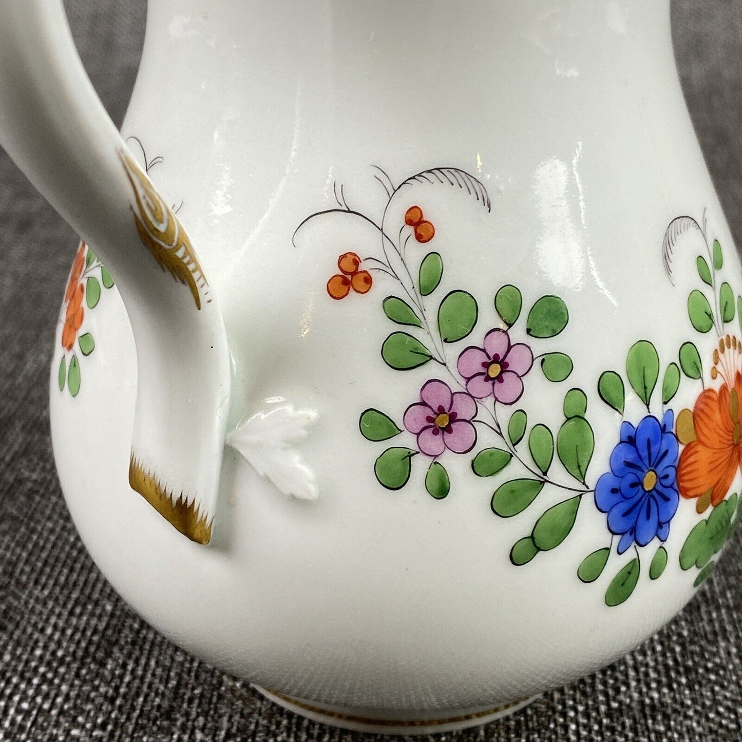 Vintage Meissen Porcelain Creamer Bowl  Hand painted Flower design 5" tall